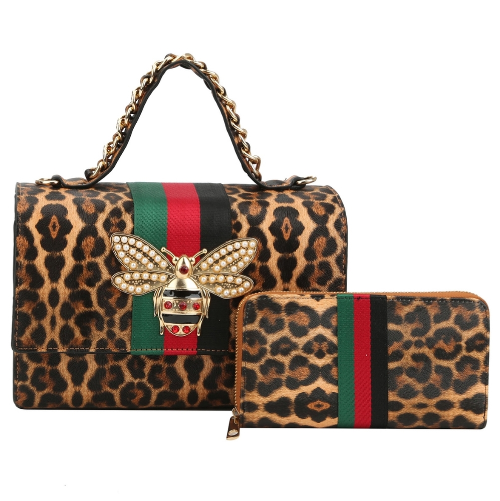 Rhinestone Bee Charm Designer Handbag Set